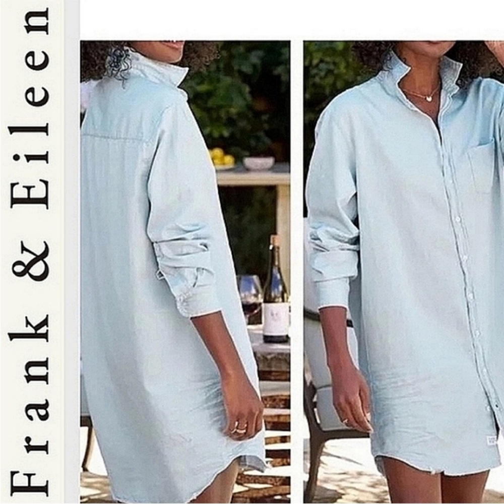 FRANK & EILEEN Buttondown Shirt Dress size Medium style Mary in classic blue